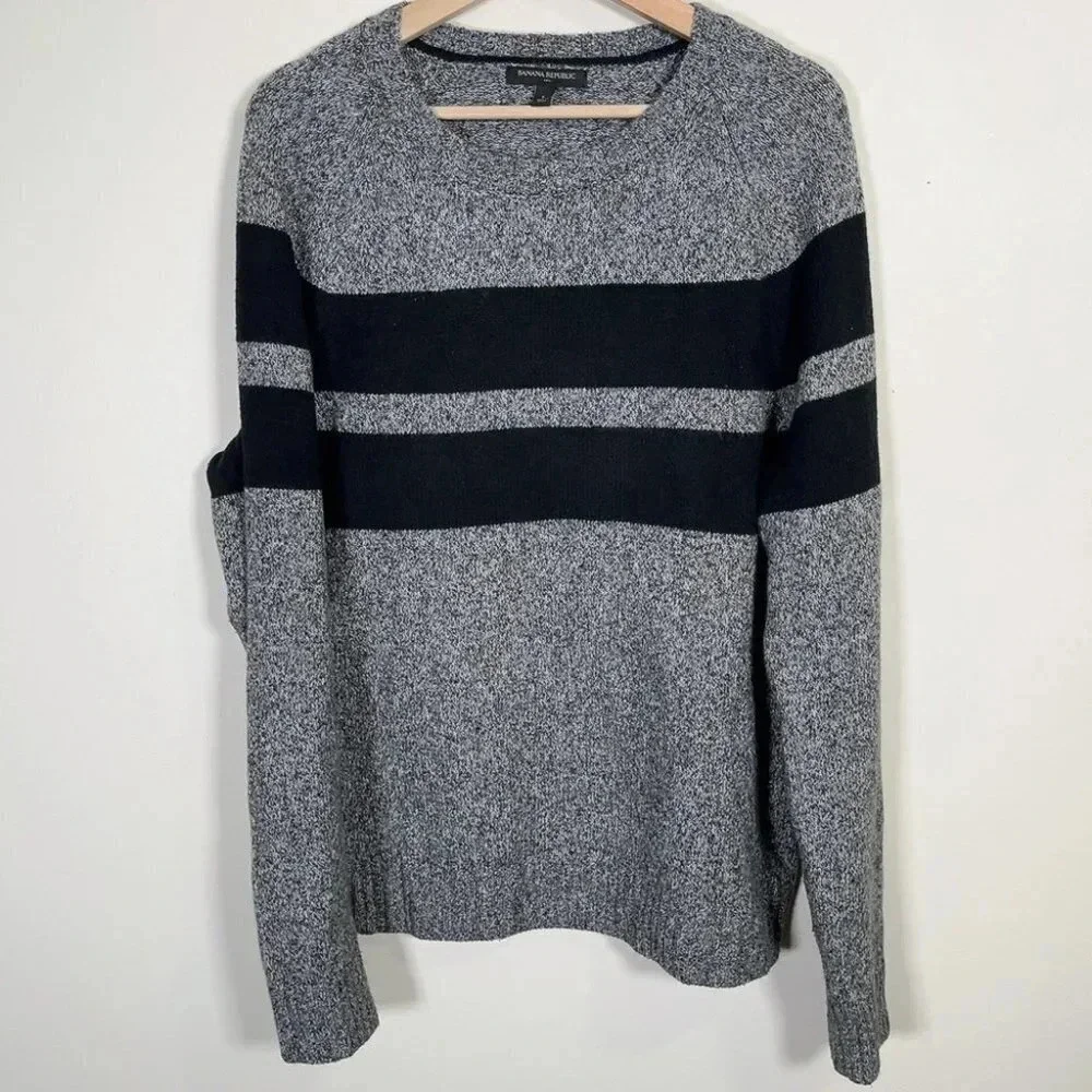 Banana Republic Two Black Stripped Grey Sweater